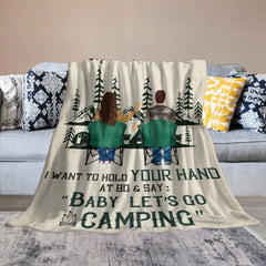 I Want To Hold Your Hand At 80 And Go Camping With You - Gift For Camping Couples, Personalized Blanket - Lovscape