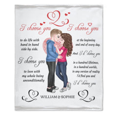 I’d Choose You In A Hundred Lifetimes - Couple Personalized Custom Blanket - Gift For Husband Wife, Anniversary - Lovscape