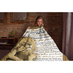 Lion Custom Name Blanket - Gift for Grandson - Lovscape
