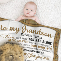 Lion Custom Name Blanket - Gift for Grandson - Lovscape