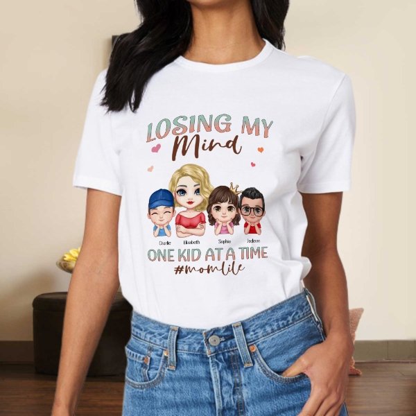 Losing My Mind One Kid At A Time, That's A Pretty Cool Mom Life - Family Personalized Custom Unisex T-shirt, Hoodie, Sweatshirt - Mother's Day, Birthday Gift For Mom - OLESA