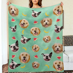 Lovely Pets And Fruit Icons - Personalized Custom Blanket - Upload Image, Gift For Pet Lovers, Christmas Gift - Lovscape