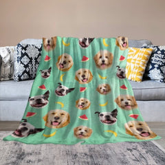 Lovely Pets And Fruit Icons - Personalized Custom Blanket - Upload Image, Gift For Pet Lovers, Christmas Gift - Lovscape