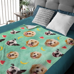 Lovely Pets And Fruit Icons - Personalized Custom Blanket - Upload Image, Gift For Pet Lovers, Christmas Gift - Lovscape