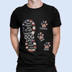 Bonne fête des pères à la meilleure empreinte de patte de papa de chien - cadeau pour papa, T-shirt unisexe personnalisé