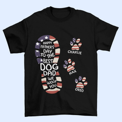 Bonne fête des pères à la meilleure empreinte de patte de papa de chien - cadeau pour papa, T-shirt unisexe personnalisé