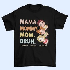Papa maman Bruh - T-shirt unisexe personnalisé personnalisé par famille - fête des pères, fête des mères, cadeau d'anniversaire pour papa, maman