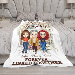 Mother And Daughter Forever Linked Together - Gift For Mom - Personalized Blanket - Lovscape