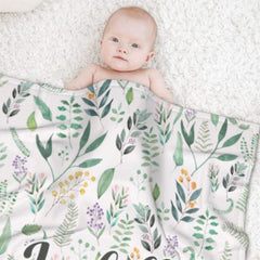 Name Custom Personalized Green Leaf Plant Blanket - Gift for Family and Friends - Lovscape