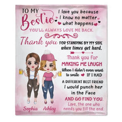 Pink Color To My Bestie Doll Girls Personalized Fleece Blanket - Lovscape