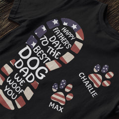 Bonne fête des pères à la meilleure empreinte de patte de papa de chien - cadeau pour papa, T-shirt unisexe personnalisé