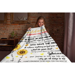 Sunflower Custom Name Blanket-Gift for Granddaughter - Lovscape