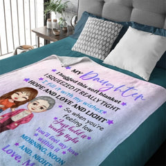To My Daughter Pastel Color Doll Mom And Daughter Personalized Fleece Blanket - Lovscape