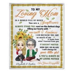 To My Loving Mom You Are A Sunflower - Family Personalized Custom Blanket - Birthday Gift For Mom From Daughter - Lovscape