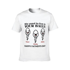 We Used To Live In Your Balls - Personalized Shirt - Birthday Father's Day Gift For Dad, Step Dad - Gift From Sons, Daughters, Wife - lovscape